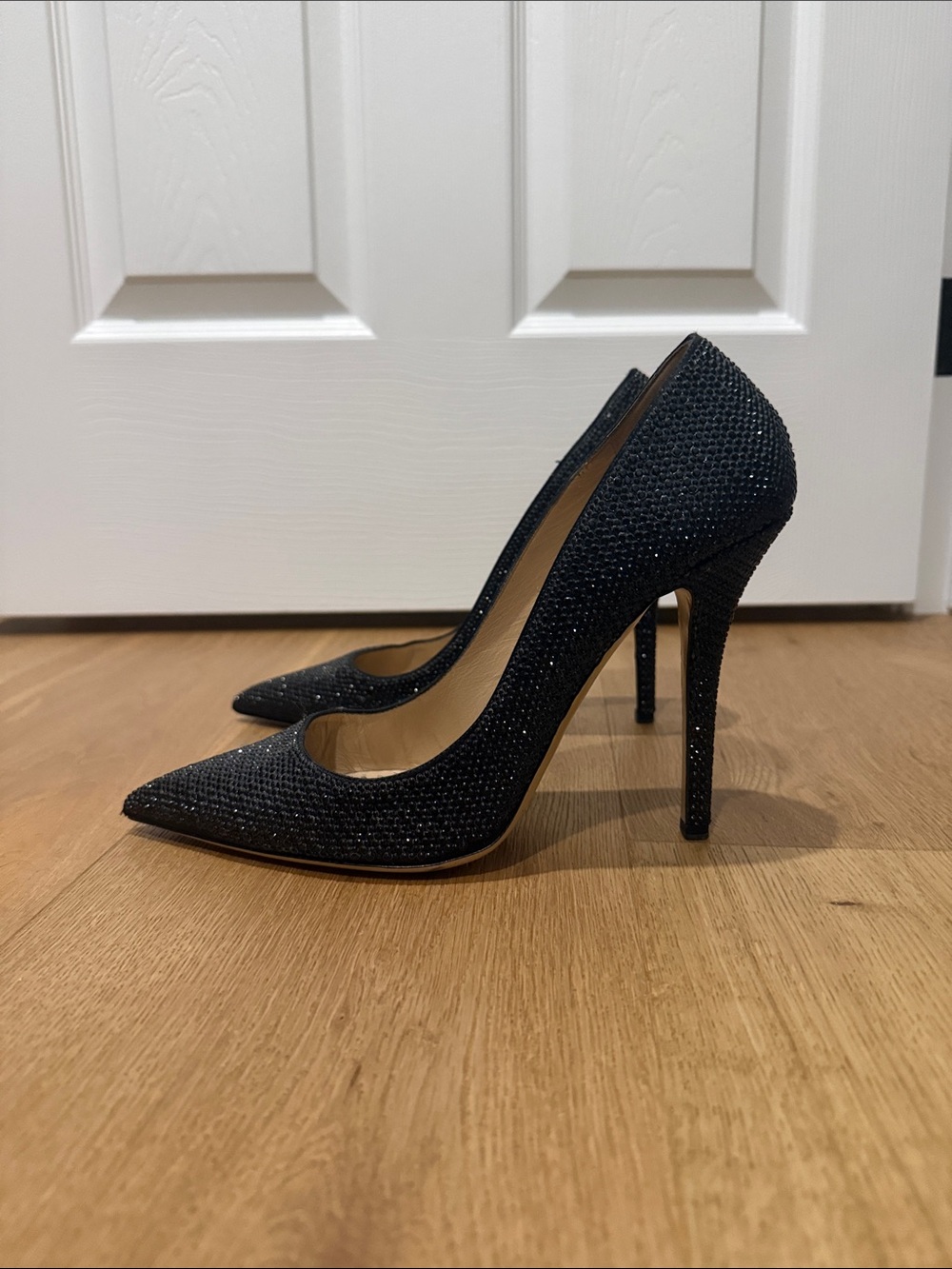 Valentino Garavani Black Crystal Pointed-Toe Stilettos